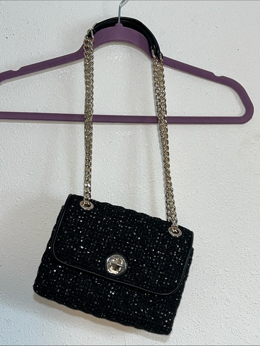 Kate Spade Black Sequin Tweed Natalia Shoulder Bag